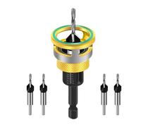 Juego de puntas para avellanador: kit de cono de tope de profundidad, puntas para fregadero de dos flautas, kit de ajuste de llave portátil | Adecuado para carpintería, estante, instalación, cajón, co