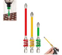 Juego de puntas Phillips magnéticas antideslizantes con resorte, puntas eléctricas hexagonales antideslizantes de impacto de resorte, juego de destornilladores de impacto de aleación de acero, no más