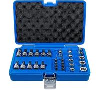 Juego de puntas y llaves de vaso de 10 mm (3/8) - Perfil E y T (Torx) - 34 piezas, acero resistente - Versatilidad y precisión - D-Work