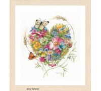 Juego de punto de cruz Lanarte "Corazón de flores", patrón de conteo