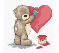 Juego de punto de cruz Luca-S "Bruno Teddy Bear with a heart", dibujo de conteo,