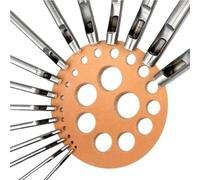 juego de punzones huecos, Juego de sacabocados redondos acero al carbono for cuero, tela y plástico. Varios tamaños. 5-15 piezas(Set D (5 Pcs))