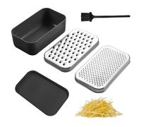 Juego de Rallador de Queso Con Cepillo, Recipiente y Tapa - Rallador de Cocina Multifuncional de Acero Inoxidable - Picadora y Pelador Para Verduras, Frutas y Queso