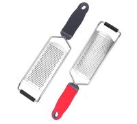 Juego de ralladores de acero inoxidable, 2 ralladores de 12.2 pulgadas para queso, ralladura, especias con mango de agarre antideslizante, ideal para parmesano, chocolate, jengibre, ajo