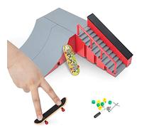 Juego de rampas para monopatines con dedos, Mini rampas para monopatín con dedos Parques Ultimate Skate Park Finger Training Props Juguete Regalo de cumpleaños para niños Adolescentes (R&G - B)