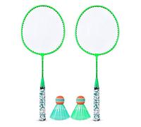 Juego de Raquetas de bádminton, Raqueta de bádminton Juvenil, Juego de Deportes al Aire Libres con 2 Pelotas, Raquetas Ligeras de Nailon y aleación de Hierro de 20,2 x 53,5 cm (Verde Fluorescente)