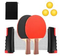 Juego de raquetas de ping pong profesional con red retráctil, 2 raquetas, 3 pelotas de ping pong y bolsa de malla - Juego de tenis de mesa para niños