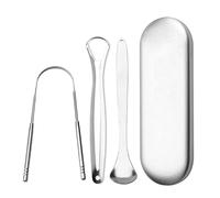 Juego de raspador de lengua - Herramienta de limpieza lingual de acero inoxidable, limpiador lingual para el aliento fresco, herramienta para el cuidado bucal, limpiador lingual, cepillo de