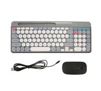 Juego de Ratón Inalámbrico con Teclado 2,4G, Juego de Ratón Inalámbrico con Teclado de Ordenador de Modo Dual Resistente Al Agua, Funcionamiento Silencioso de Estilo Retro