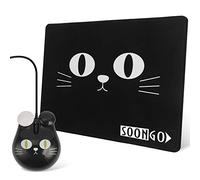 Juego de ratones y ratones para niños con cable USB óptico, apto para ordenador, escritorio, portátil, portátil, portátil, de goma, antideslizante, rectangular, alfombrilla de ratón, color negro