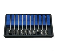 Juego de rebabas de carburo de 1/8 pulgadas con vástago giratorio surtido para amoladora de moldes para taladro compatible con hierro fundido, acero, plástico, metal, incluye formas de cono y cilindro