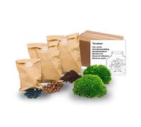 Juego de recambio para terrario de plantas y kit de iniciación, juego completo de bricolaje, musgo, tierra, arcilla expandida y carbón activo, 10 - 20 cm de diámetro, instrucciones y instrucciones de