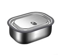 Juego de recipientes de aperitivos de acero inoxidable, cajas de almacenamiento de alimentos resistentes al óxido con tapas selladas de silicona, para almuerzo, viajes, escuela, 17 x 13 x 7 cm (600 ml