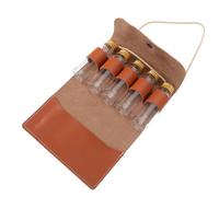 Juego de Recipientes de Viaje para Especias, de Vidrio | Bolsa de PU Marrón, Diseño Colgante, Fácil de Montar y Limpiar, para Viaje y Barbacoa
