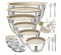 Juego de recipientes for mezclar con tapa de sellado, recipiente de acero, accesorio for máquina procesadora de alimentos con rejilla, recipiente de acero inoxidable, repuestos for licuadora,