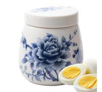 Juego de recipientes para huevos - Vasos para hervir huevos cubiertos de cerámica vintage, 220 ml de porcelana hervida, vajilla azul y blanca, utensilios de desayuno para huevos, miel, té y polvo