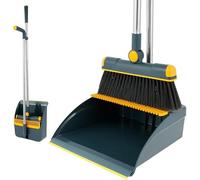 Juego de recogedor de escoba for exteriores, escoba y recogedor, juego de recogedor y escoba, cepillo recogedor de pie giratorio de 180 °, juego combinado de recogedor portátil con dientes raspadores,