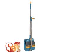 Juego de recogedor de escoba para el hogar - Escoba vertical de pie, recogedor y cepillo de mango largo de acero inoxidable | Limpieza resistente con construcción robusta, diseño plegable para un fáci