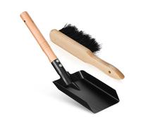 Juego de Recogedor y Cepillo, 1 Pala Pequeña y 1 Cepillo, Madera | Ligero, Mango Antideslizante, Diseño Ergonómico, para Chimenea y Jardín