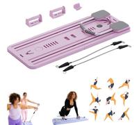 Juego de reformador de pilates - Tabla reformadora de pilates plegable multiusos para entrenamiento en casa - Tabla deslizante de pilates 5 en 1 (rosa)