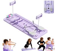 Juego de reformador de pilates y tabla de pilates plegable, rodillo de rebote automático, máquina de ejercicio abdominal (azul)