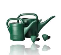 Juego de regadera de jardín 15L - Regadera de 10 litros y 5 litros - Regadera de plástico verde con cabezal de pulverización - Verter de flores con cabezal de ducha para interior, exterior, balcón