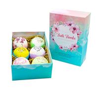 Juego de regalo de 6 bombas de baño, con aceites esenciales orgánicos y flores secas naturales, perfecto para regalo de baño de burbujas y spa para novia (Sky Garden)