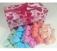 Juego de regalo de bomba de baño con corazón de amor, regalos hechos a mano de lujo envueltos en Navidad y cumpleaños