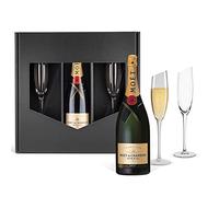 Juego de regalo de champán: Moet & Chandon (0,75 l) con 2 copas de champán de Wertmann-living
