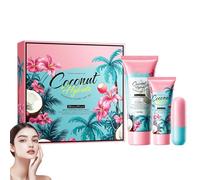 Juego de regalo de cuidado de coco, Natural loción corporal Coconut, Crema de Manos Coco, bálsamo labial de cuidado intensivo, cacao de labios de textura ligera