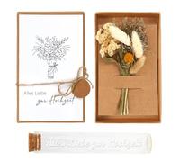 Juego de regalo de dinero para bodas, flores secas, tubo de ensayo, cuerda de cáñamo, tarjeta de papel de estraza