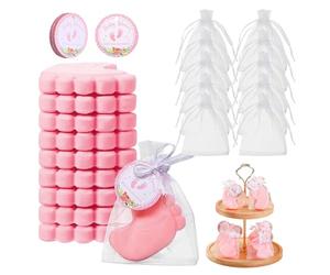 Juego de regalo de jabón hecho a mano - Colección de recuerdos de con forma de huella | Regalos de devolución de invitados adecuados para ducha, boda, cumpleaños, celebración, exhibición