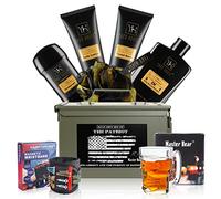 Juego de regalo de lata de munición para hombres | Regalos de cumpleaños para el día del padre de esposa, hijo, hija para marido, papá, taza de cristal, pulsera de sándalo ámbar, gel de baño, loción