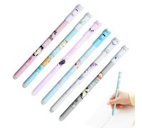 Juego de regalo de papelería, bolígrafos borrables, juego de bolígrafo, organizadores creativos para tomar notas, bolígrafos con patrón de gato de 0.5 mm para niños, estudiantes, diarios, tinta azul