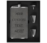 Juego de Regalo de Petaca Grande Personalizada 355ml/12oz, Petacas de Alcohol Personalizado para Hombres, Petaca Grande con Texto Personalizado para Regalos de Boda, Padrinos o Cumpleaños (Gris)