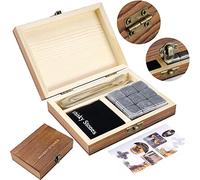Juego De Regalo De Piedras De Whisky/Cubitos De Hielo Reutilizables Con 2 Vasos, 9 Piedras De Whisky De Granito Y Bolsa De Terciopelo, Regalo Para éL, Padrino, Padre, CumpleañOs, Boda