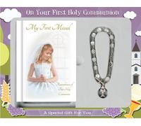 Juego de regalo de primera comunión para niñas, incluye misal de tapa dura con tarjeta de oración/marca de libro y pulsera
