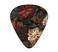 Juego de regalo de púas de guitarra bohemias vintage con flores oscuras, rosas y suaves para guitarra acústica, eléctrica y bajo, regalo perfecto para amantes de la guitarra y músicos