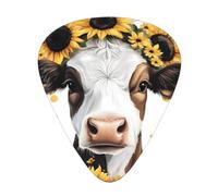 Juego de regalo de púas de guitarra de girasoles de vaca, púas suaves y duraderas para guitarra acústica, eléctrica y bajo, regalo perfecto para amantes de la guitarra y músicos