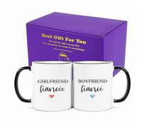 Juego de regalo de taza de café para novio y novia, taza de prometido y prometida, regalos de compromiso para parejas, recién comprometidos, él, ella, ella, señor, señora, novia, novio, despedida de