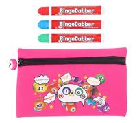 Juego de regalo para estuche de bingo Dabber | Bolsa de almacenamiento + 3 dabbers de bingo y tablero de bingo | Rotuladores antigoteo | Accesorios de bingo para el hogar, clubes y eventos