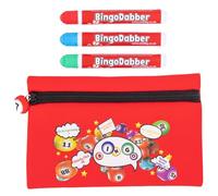 Juego de regalo para estuche de bingo Dabber | Bolsa de almacenamiento + 3 dabbers de bingo y tablero de bingo | Rotuladores antigoteo | Accesorios de bingo para el hogar, clubes y eventos
