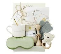 Juego de regalo para mamá y bebé | Regalos de embarazo y baby shower para ella | Taza de mamá oso, máscara de ojos y paquete de cuidado de sonajero para bebé