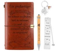 Juego de regalo para profesores con diario de viaje de piel sintética, A6, cuaderno de cuero, bolígrafo inspirador, llavero, marcapáginas para profesoras, regalo de despedida, regalo de cumpleaños