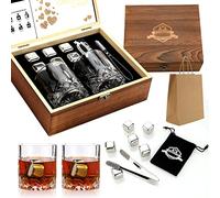 Juego de Regalo Piedras de Whisky Juego de 2 Vasos de Whisky Cubos de Whisky Acero Inoxidable Enfriar Juego Caja Regalo Cristal de Whisky El Mejor Hombres papá Esposo cumpleaños Vacaciones Regalo