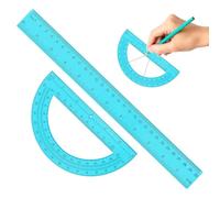 Juego de regla y transportador | Suministros de papelería de enseñanza de matemáticas, herramienta geométrica de regla transportadora, para el hogar, aula, oficina, estudiantes, profesores, ingenieros
