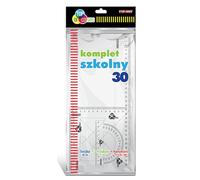 Juego de reglas 4 en 1, transparente/juego de geometría de plástico/regla matemática, juego de herramientas de geometría/regla de 30 cm y 2 reglas triangulares de 21 cm y transportador de 9,5 cm