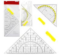 Juego de reglas de 4 piezas, diseño de seguridad, Kit de geometría matemática para estudiantes y profesore