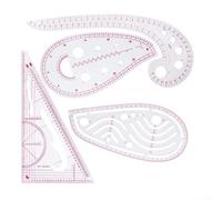 Juego de reglas de costura de 4 piezas, herramientas de fabricación de patrones métricos, plantilla de curva de plástico flexible para diseño de vestidos, sastrería, acolchado de 25 cm