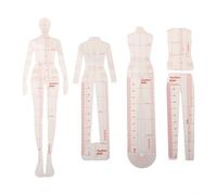 Juego de reglas de ilustración de moda para plantilla de diseño de costura, herramienta de dibujo de figuras y creador de patrones de sastrería, guía de bocetos de ropa con proporción de maniquí para